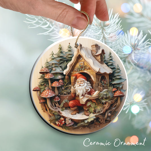 Whimsical Gnome Christmas Ceramic Ornament 70-17