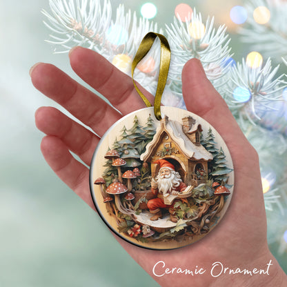 Whimsical Gnome Christmas Ceramic Ornament 70-17