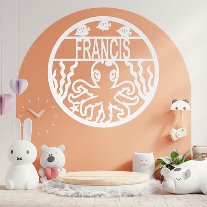 Ocean Animals Nursery Metal Decor - Octopus