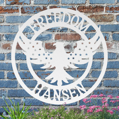 Freedom Flying Eagle with Stars Metal Sign