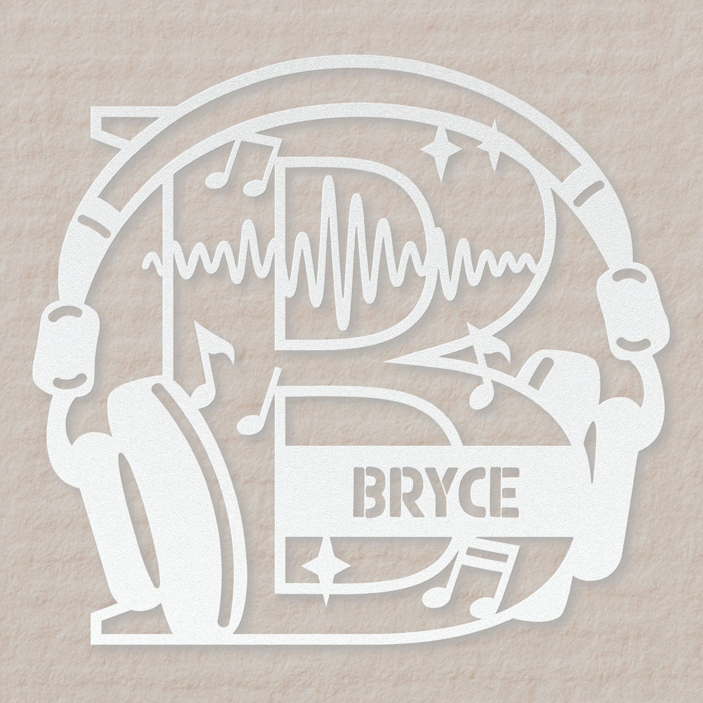 Personalized Headphones Monogram Letter B - Metal Sign