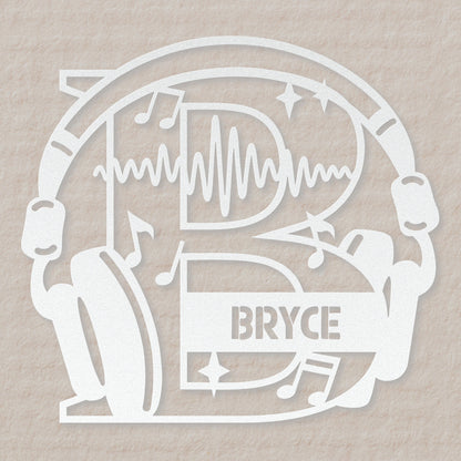 Personalized Headphones Monogram Letter B - Metal Sign