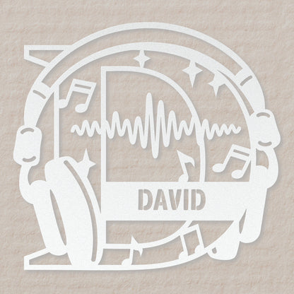 Personalized Headphones Monogram Letter D - Metal Sign
