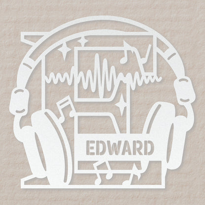 Personalized Headphones Monogram Letter E - Metal Sign