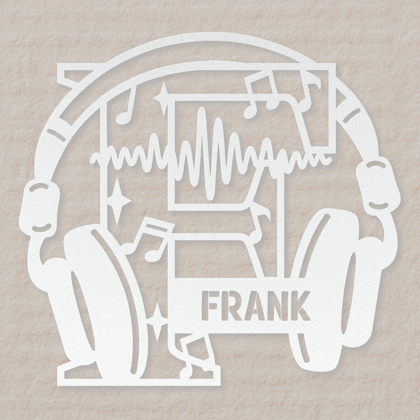 Personalized Headphones Monogram Letter F - Metal Sign