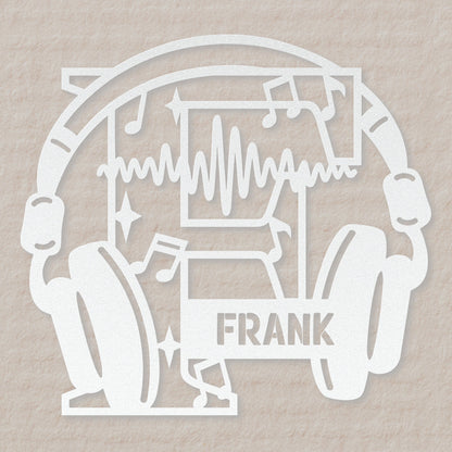 Personalized Headphones Monogram Letter F - Metal Sign