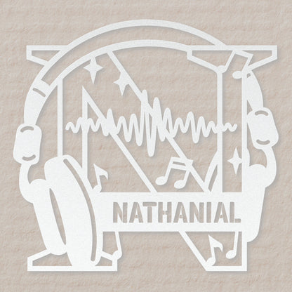 Personalized Headphones Monogram Letter N - Metal Sign