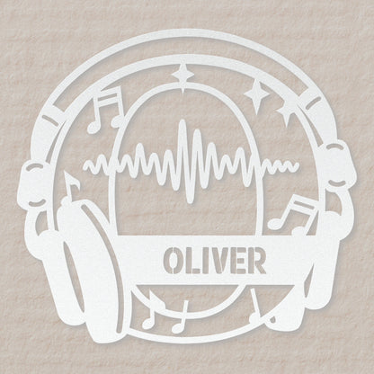 Personalized Headphones Monogram Letter O - Metal Sign