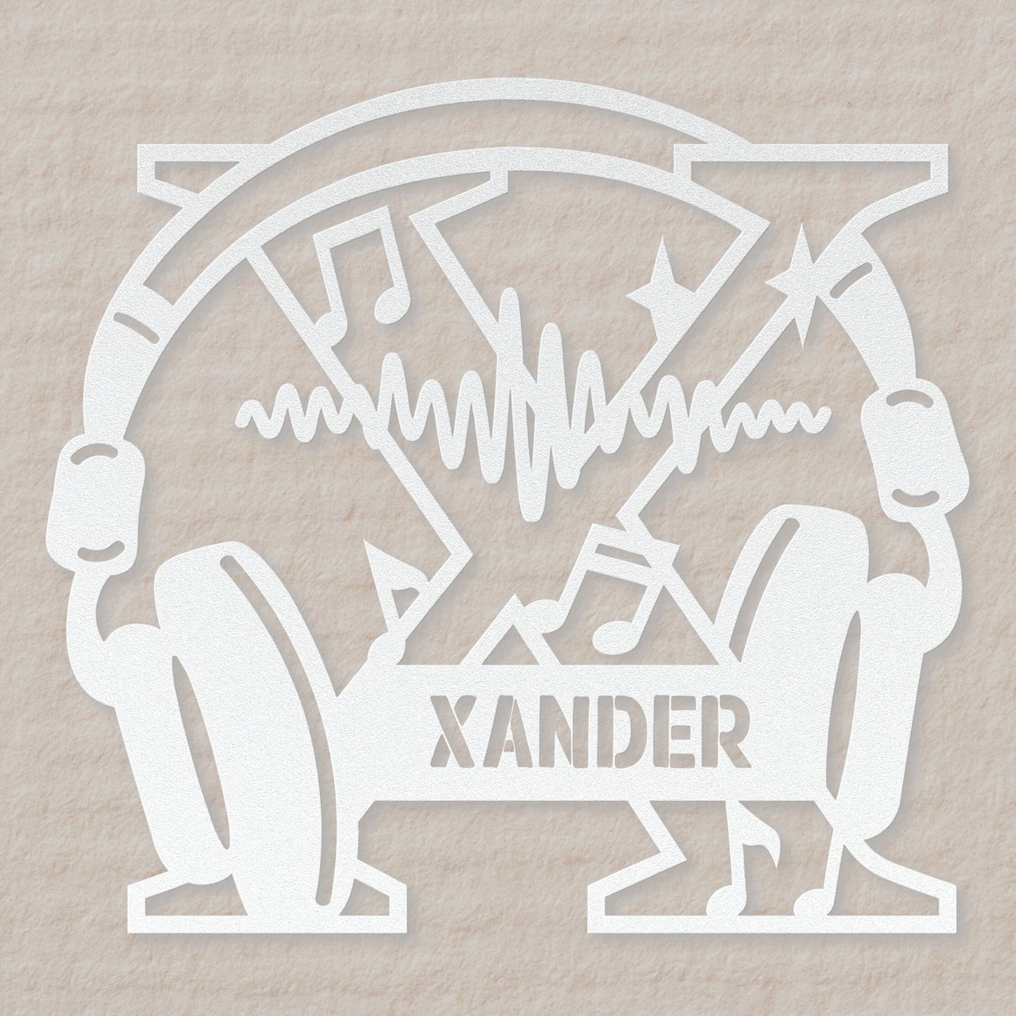 Personalized Headphones Monogram Letter X - Metal Sign