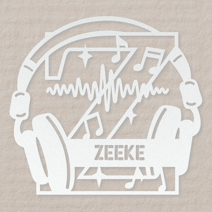 Personalized Headphones Monogram Letter Z - Metal Sign