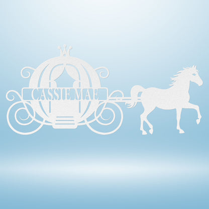 Princess Carriage with Horse Metal Wall Art