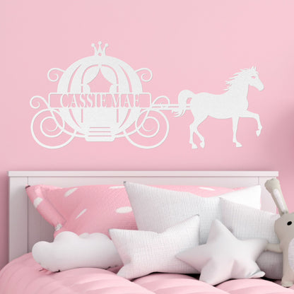 Princess Carriage with Horse Metal Wall Art