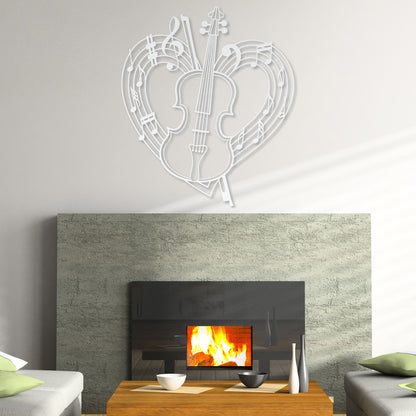Violin Musical Heart - Metal Sign