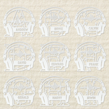 Personalized Headphones Monogram Metal Sign