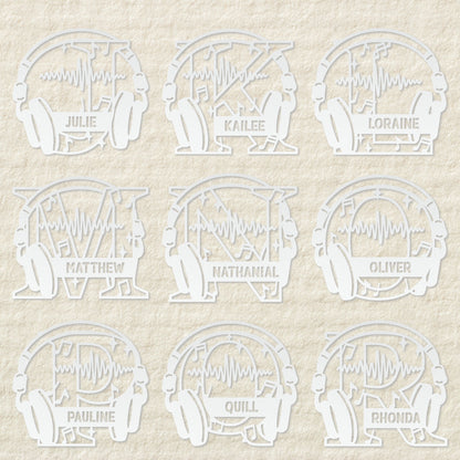 Personalized Headphones Monogram Metal Sign