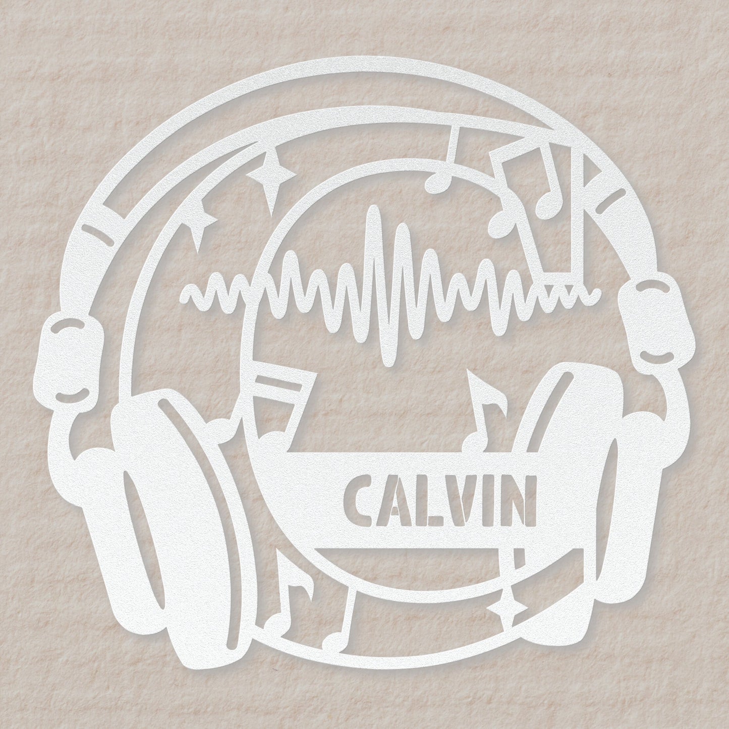 Personalized Headphones Monogram Letter C - Metal Sign