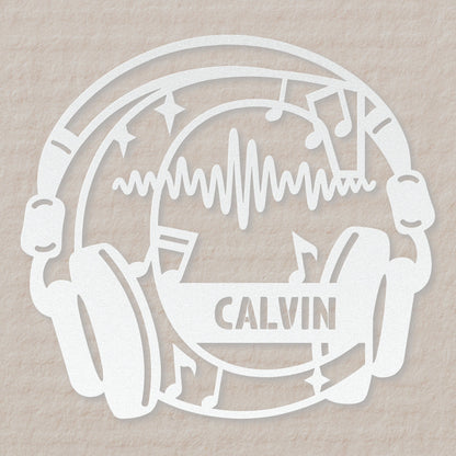 Personalized Headphones Monogram Letter C - Metal Sign