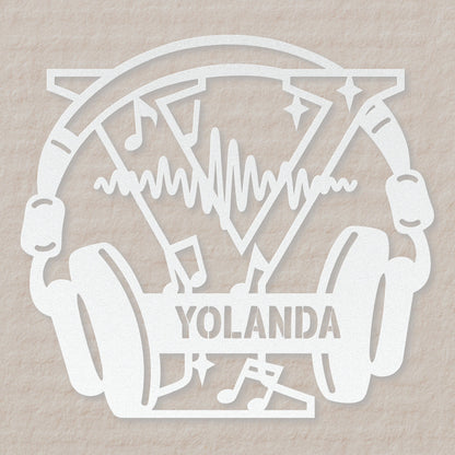 Personalized Headphones Monogram Letter Y Metal Sign