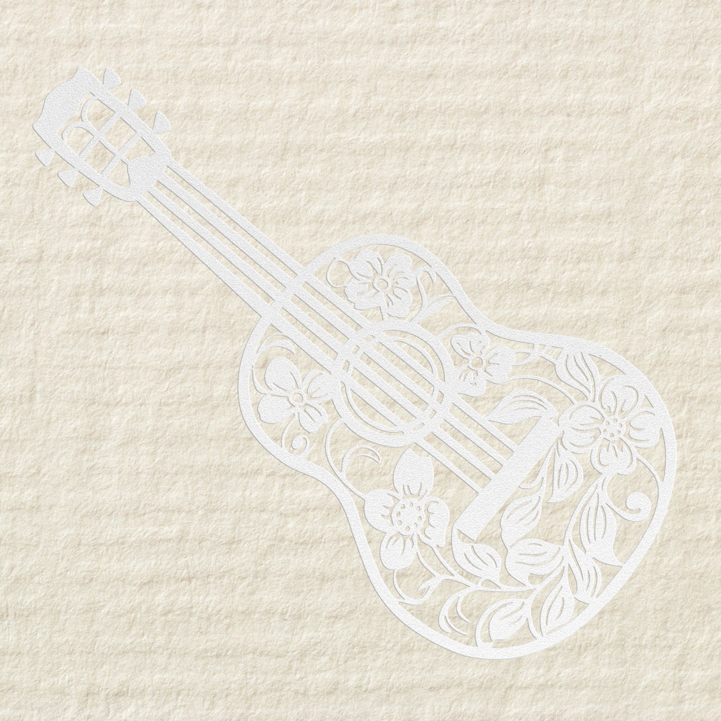 Guitar with Flowers - Metal Sign