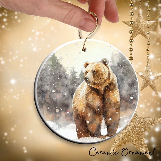 Winter Bear Ceramic Ornament Bunde of 6