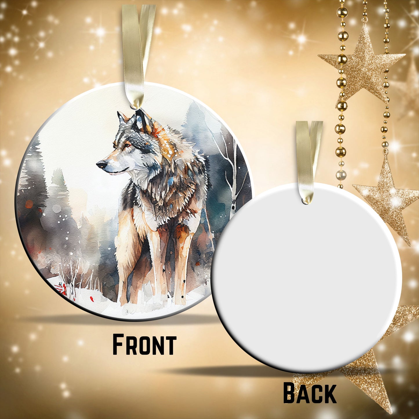Winter Wolf Ceramic Ornament 31-01