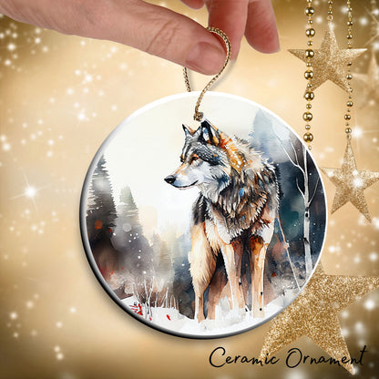 Winter Wolf Ceramic Ornament 31-01