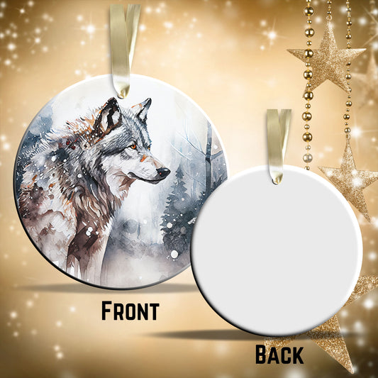 Winter Wolf Ceramic Ornament 31-02
