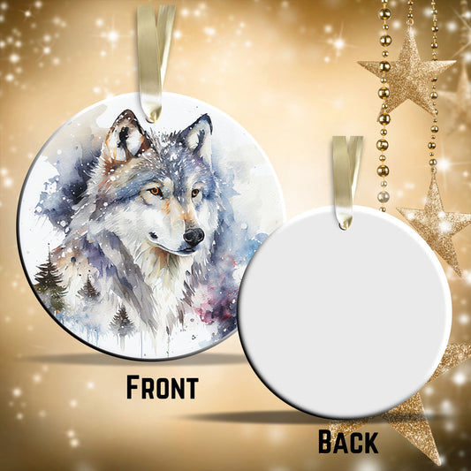 Winter Wolf Ceramic Ornament 31-04