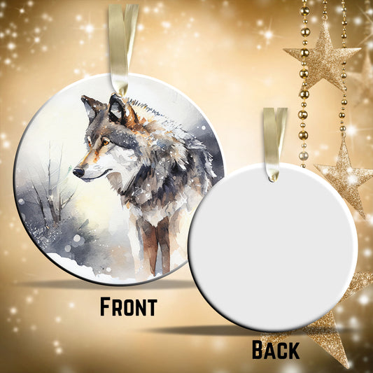Winter Wolf Ceramic Ornament 31-05