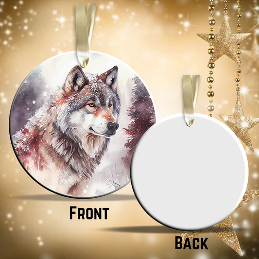 Winter Wolf Ceramic Ornament 31-06