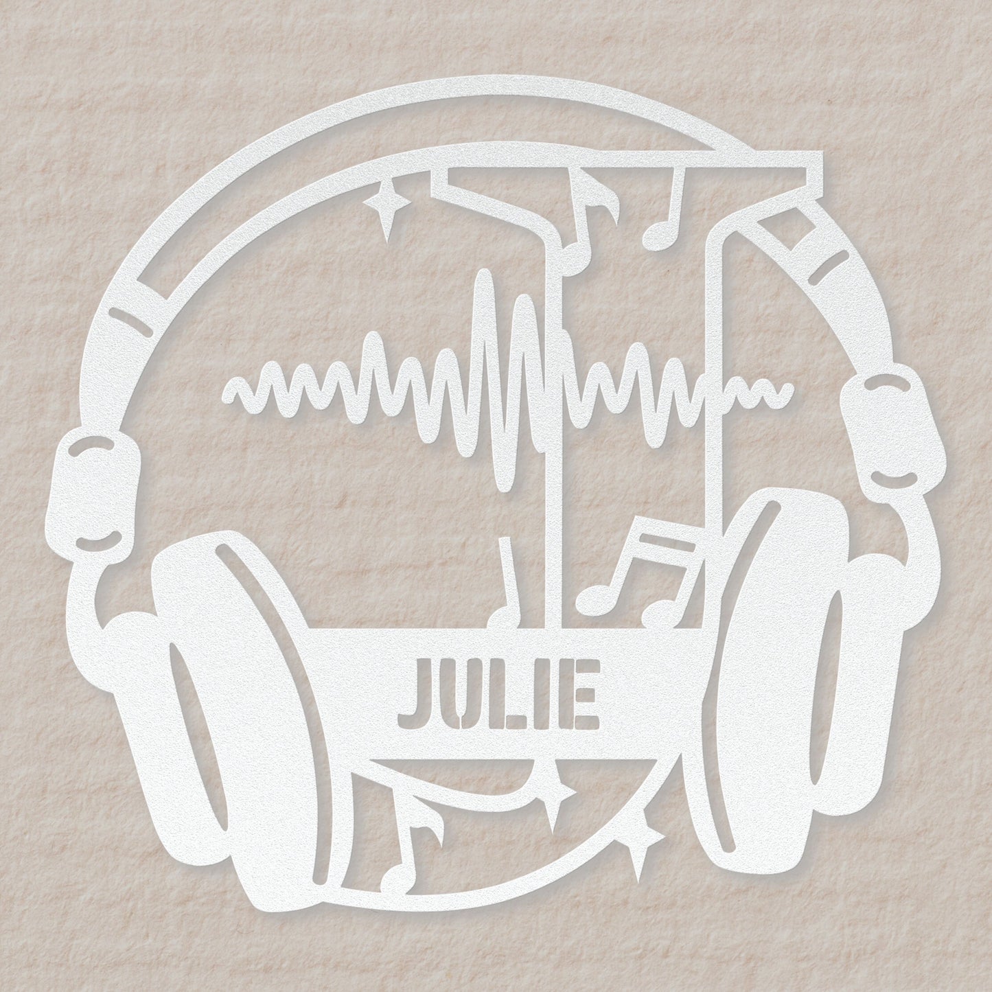 Personalized Headphones Monogram Letter J - Metal Sign