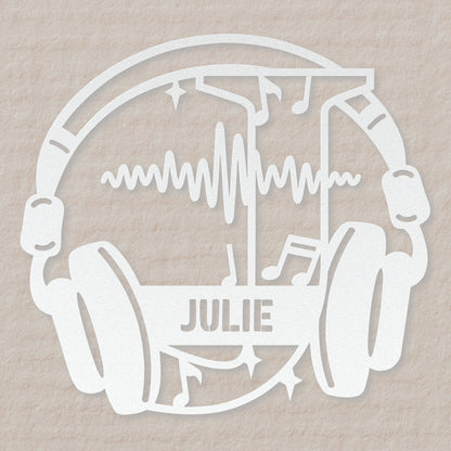 Personalized Headphones Monogram Letter J - Metal Sign